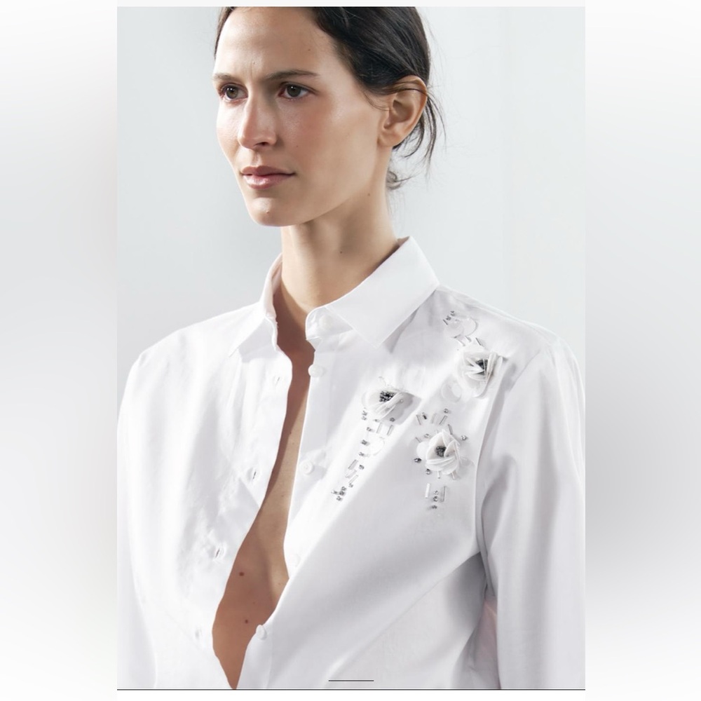 Zara JEWEL FLOWER SHIRT ZW COLLECTION